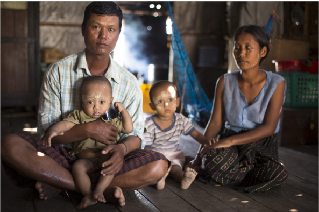  A family in Ayeyarwaddy Region that benefited from essential package of MNCH services supported by the 3MDG Fund.
